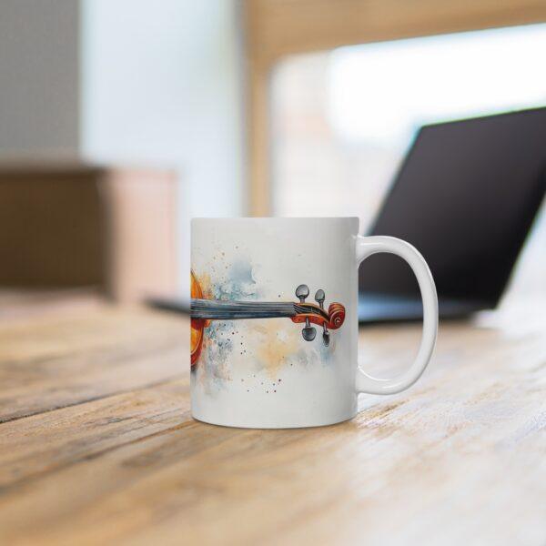 Aquarell Tasse mit Violinen-Motiv - Kaffeetasse für Musikliebhaber