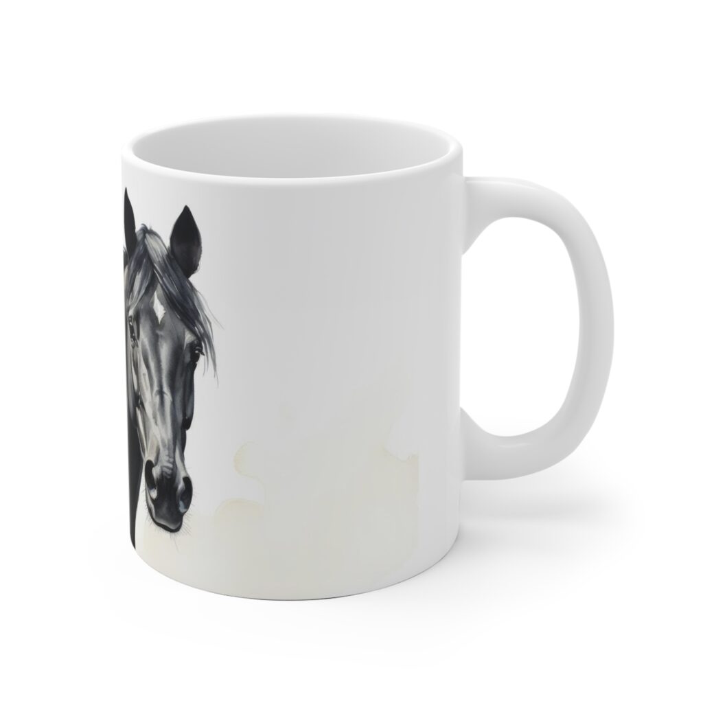 "Wei&szlig;e Aquarell-Pferde Tasse &ndash; Kreatives Geschenk f&uuml;r Pferdefans"
