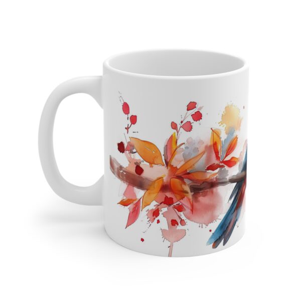 Weißer Keramikbecher mit Quetzal-Aquarellmotiv – Ideal für jeden Anlass