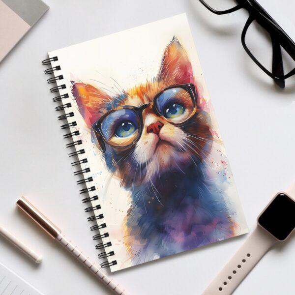 Süße Katze Aquarell Notizbuch - Blanko, liniiertes, punktgrid und Planer-Design