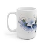 Aquarell Mondblumen Tasse - Weiße Keramiktasse für Blumenliebhaber und Naturfreunde