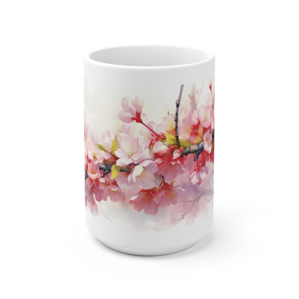 Kirschbl&uuml;ten Aquarell Tasse - Floraler Becher f&uuml;r Fr&uuml;hling und Naturfreunde