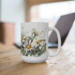 Gänseblümchen Aquarell Tasse - Blumiger Kaffeebecher für Naturfreunde und Blumenliebhaber