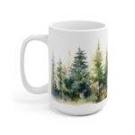 "Personalisierte Aquarell Geschenk-Tasse mit Waldmotiv - Kaffeetasse mit Nadelbäumen"