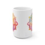 Weiße Aquarell Keramiktasse mit Lebensblume – Ideal für spirituelle Geschenke