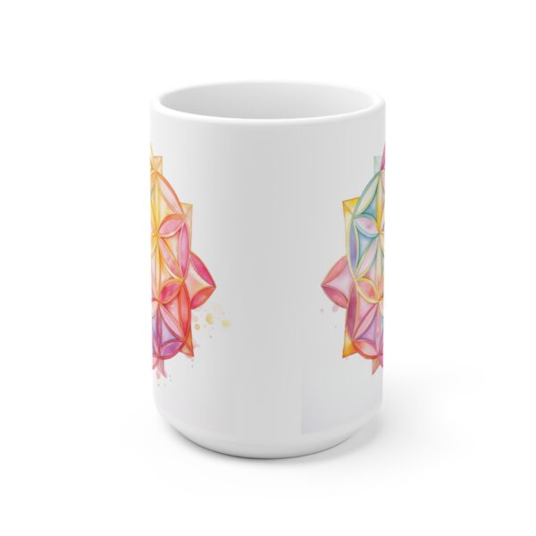 Weiße Aquarell Keramiktasse mit Lebensblume – Ideal für spirituelle Geschenke