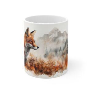 Aquarell Tasse mit Rotem Fuchs - Kreatives Waldtier Design für Naturliebhaber, Ideales Geschenk für Tierfreunde