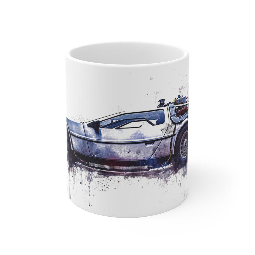 Delorean Aquarell Tasse - Zur&uuml;ck in die Zukunft Design f&uuml;r Filmfans und Zeitreisende