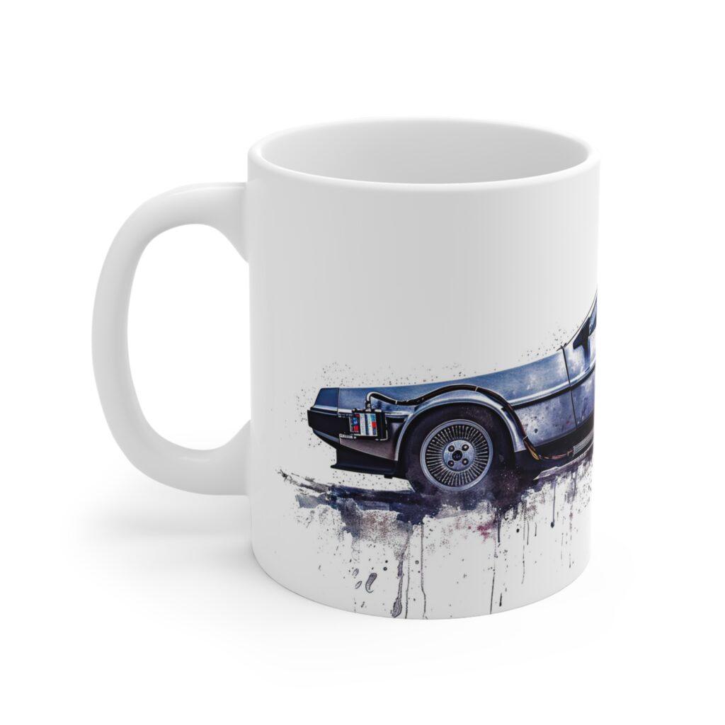 Delorean Aquarell Tasse - Zur&uuml;ck in die Zukunft Design f&uuml;r Filmfans und Zeitreisende
