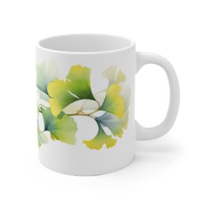 Ginkoblätter Aquarell Tasse - Stilvoller Becher mit botanischem Design für Natur- und Kunstliebhaber