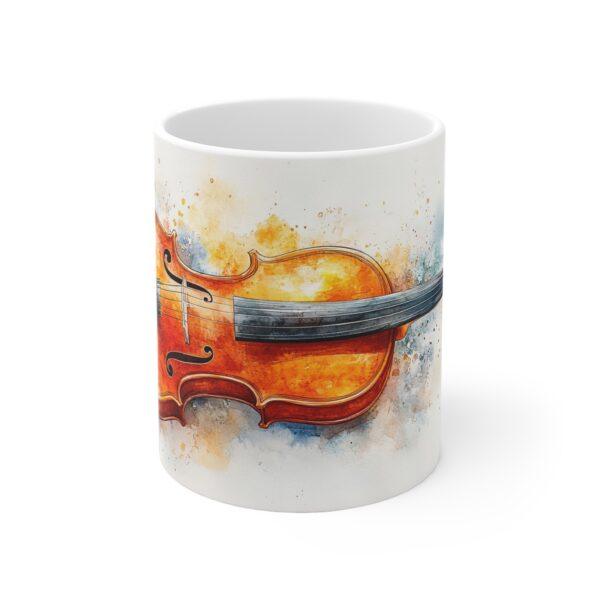 Aquarell Tasse mit Violinen-Motiv - Kaffeetasse für Musikliebhaber