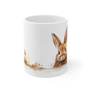 Kreative Aquarell-Kaffeetasse mit Kaninchenmotiv – Ideal für Tierliebhaber als Geschenk