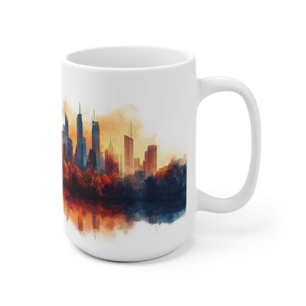 Cyberpunk Kaffeetasse mit Aquarell Stadtmotiv – Futuristisches Design für Sci-Fi Enthusiasten