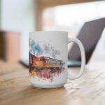 Dampflok Aquarell Tasse – Historisches Zugmotiv für Eisenbahnliebhaber und Geschichtsfreunde