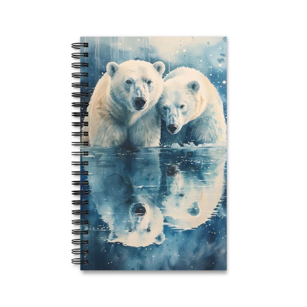 Aquarell Eisb&auml;ren Notizbuch - Blanko, linierte und gepunktete Seiten, ideal f&uuml;r kreative Notizen