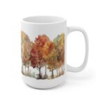 Herbstliche Laubbaum Tasse aus Keramik - Aquarell Design in Naturfarben