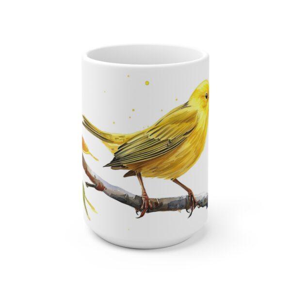 Gelber Grasmücken Vogel Aquarell Becher - Keramiktasse mit Vogelmotiv