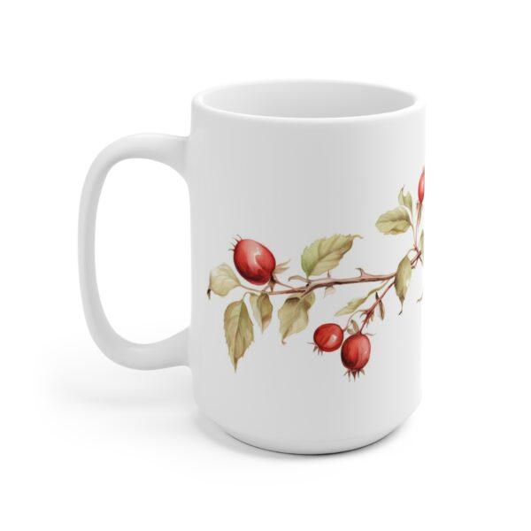 Hagebutten Tasse - Aquarell Wildfrucht Becher für Teeliebhaber - Naturinspirierte Keramiktasse aus hochwertigem Material