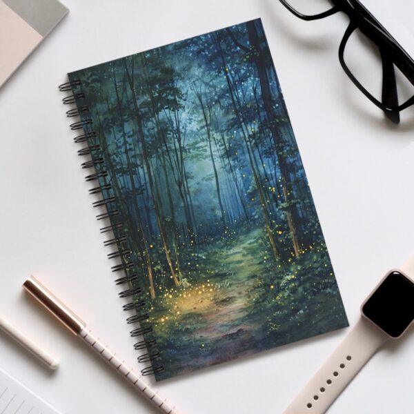 Aquarell Notizbuch Wald bei Nacht – Blanko, Liniert, Punktraster, Planer