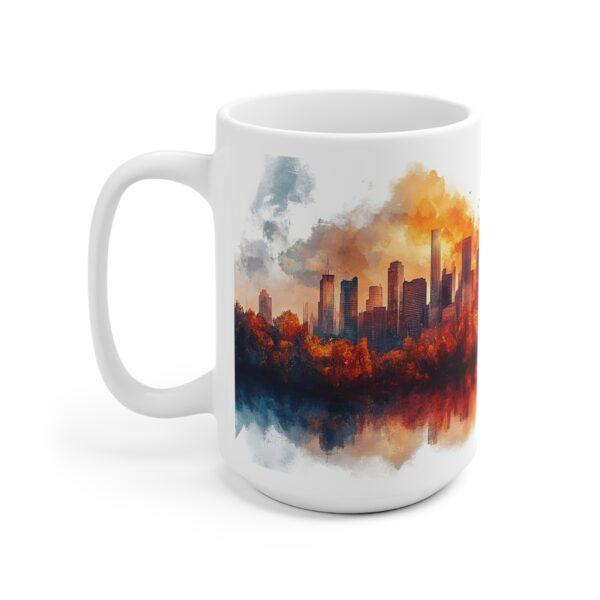 Cyberpunk Kaffeetasse mit Aquarell Stadtmotiv – Futuristisches Design für Sci-Fi Enthusiasten