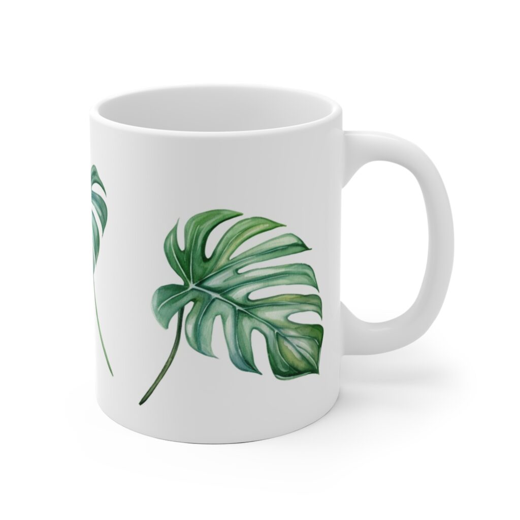 Monstera Aquarell Tasse &ndash; Tropical Leaf Design Becher f&uuml;r Pflanzenliebhaber und Naturfreunde