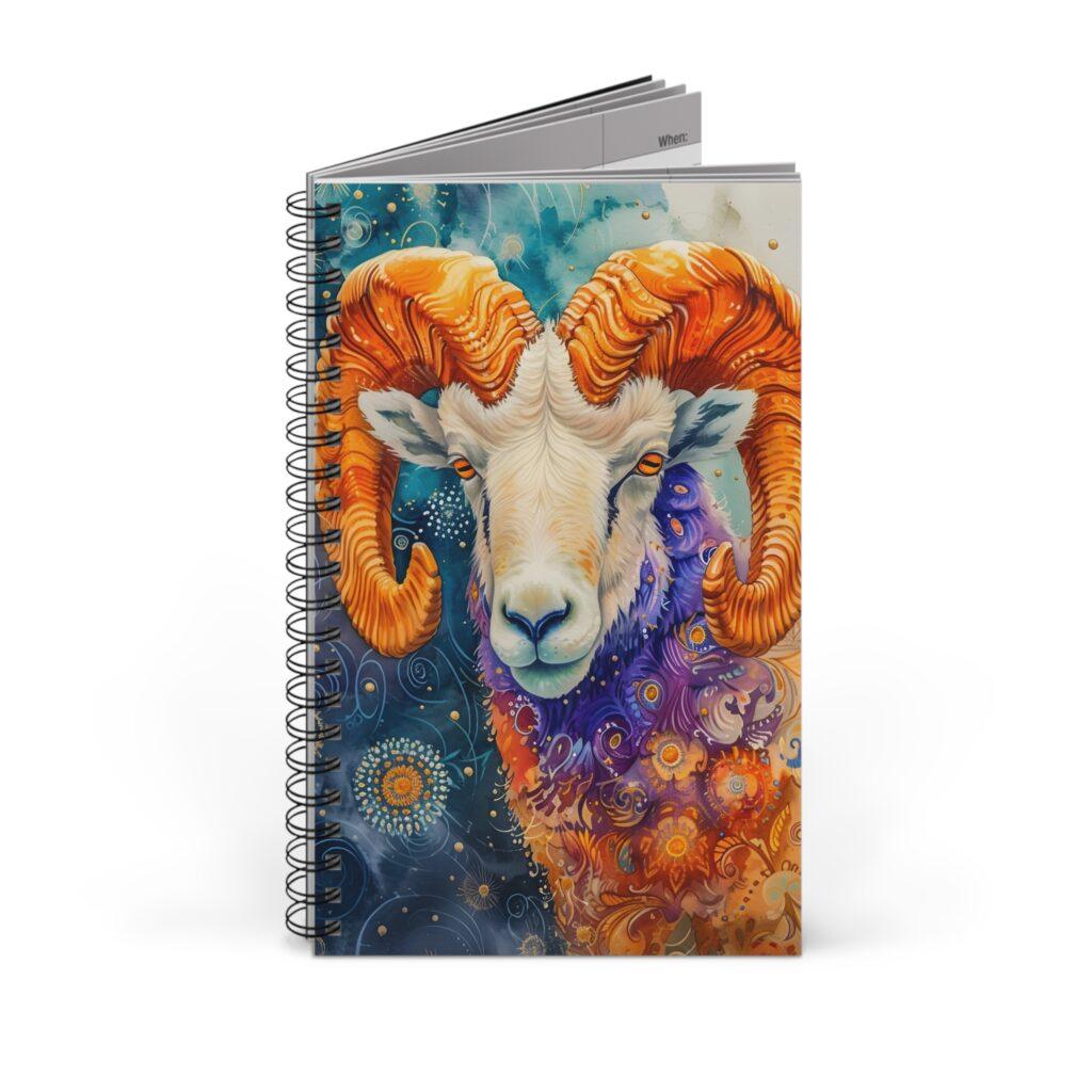 Aquarell Widder Portr&auml;t & Blumenkunst Notizbuch - Blanko, Liniert und Punktraster erh&auml;ltlich