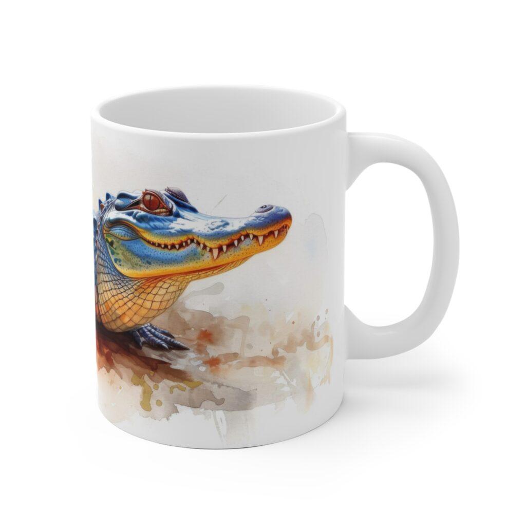 Krokodil/Alligator Aquarell Tasse - Wildtier Design Becher f&uuml;r Tierliebhaber und Abenteurer