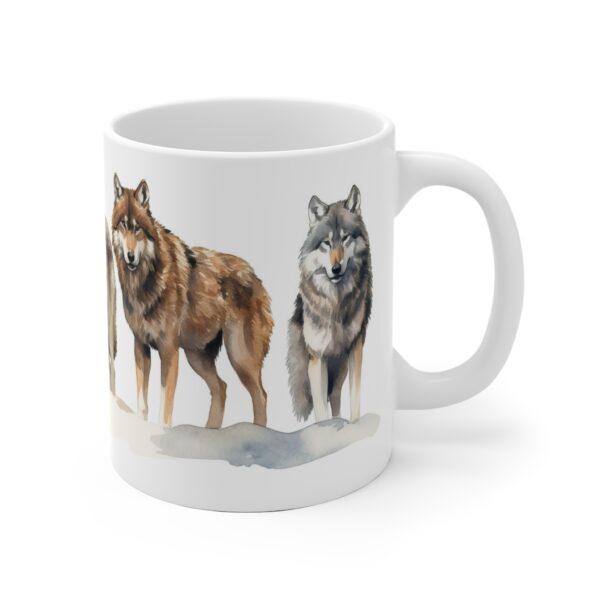 Wolfsrudel Aquarell Tasse - Wildtier Design Becher für Natur- und Wolfsliebhaber