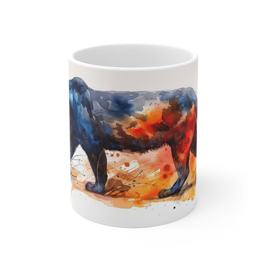 Panther Keramikbecher mit Aquarelldesign - Ideal f&uuml;r jeden Anlass