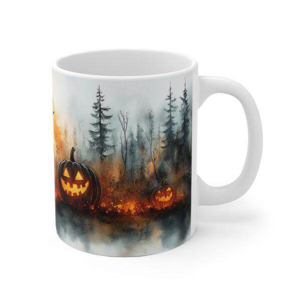 Aquarell Halloween Tasse mit gruseligem Kürbismotiv