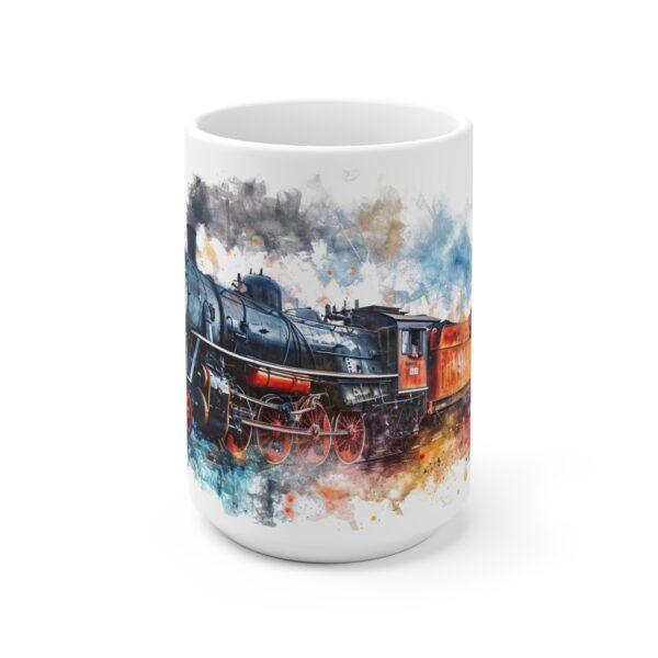 Dampflok Aquarell Tasse – Historisches Zugmotiv für Eisenbahnliebhaber und Geschichtsfreunde