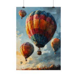 Bunte Aquarell Heißluftballon Poster - Farbige Wanddeko für jedes Zimmer