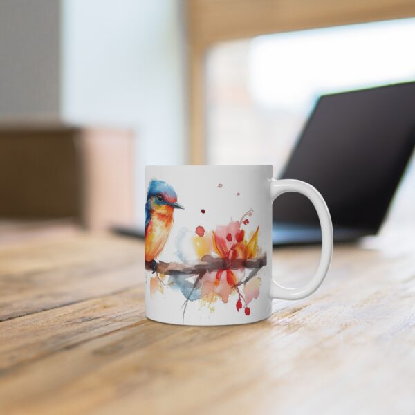 Weißer Keramikbecher mit Quetzal-Aquarellmotiv – Ideal für jeden Anlass