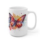 Bunte Schmetterlinge Aquarell Tasse - Farbenfroher Becher für Natur- und Schmetterlingsliebhaber