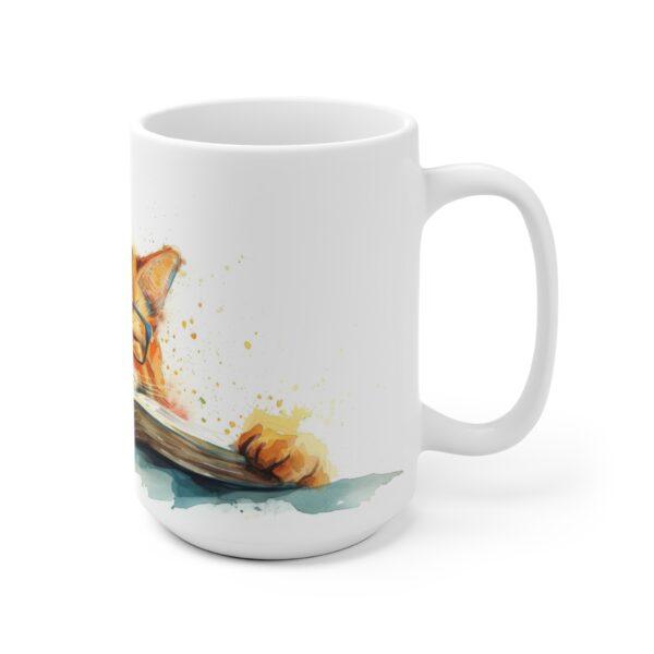 Aquarell Tasse mit süßer Katze - Perfekter Becher für Katzenliebhaber und Bücherfreunde