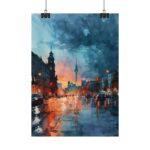 "Berlin bei Nacht Aquarell Poster - Fernsehturm Skyline Kunst für dein Zuhause"