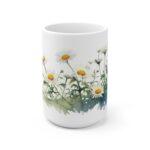 Gänseblümchen Aquarell Tasse – Stilvolle Keramiktasse für Natur- und Blumenliebhaber