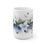 Aquarell Mondblumen Tasse - Weiße Keramiktasse für Blumenliebhaber und Naturfreunde