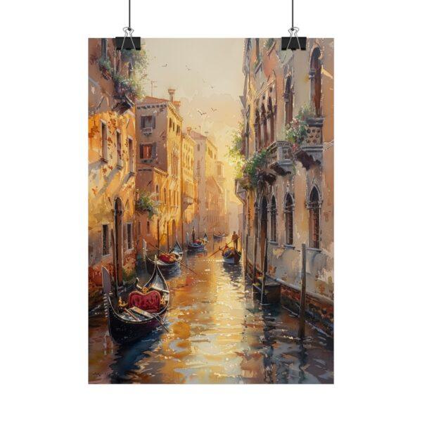 Romantisches Venedig Aquarell-Kunstposter mit Gondeln – Verfügbar in 4 Größen