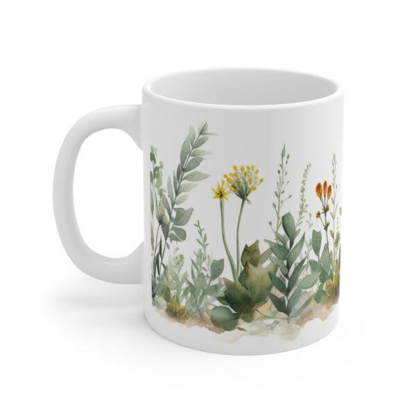 "Personalisierte Kaffeetasse mit Aquarell Pflanzen-Motiv – Ideales Geschenk für Blumenliebhaber"