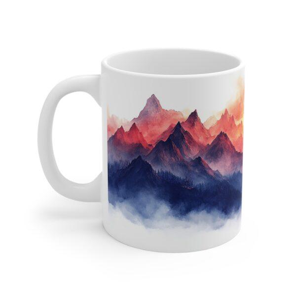 Berglandschaft Tasse mit Sonnenuntergang – Ideal für Bergfreunde, Kaffeetasse mit Komfort-Griff als Geschenk