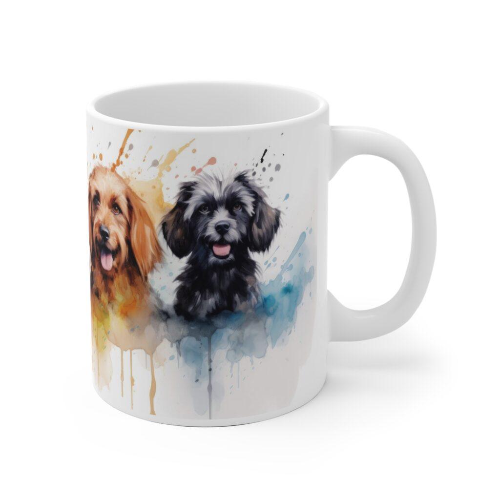 Aquarell Hundetasse &ndash; K&uuml;nstlerische Kaffeetasse f&uuml;r Hundefreunde und Geschenkideen