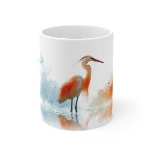 Reiher Vogel Aquarell Becher aus Keramik