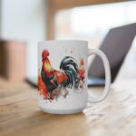 Aquarell Hahn Tasse aus Keramik - Stylisches Design für jeden Anlass