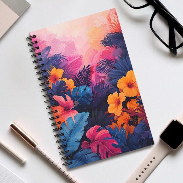 Maximalistisches Aquarell Notizbuch mit Blumen und Blättern - Blanko, Liniert, Gepunktet und Planner