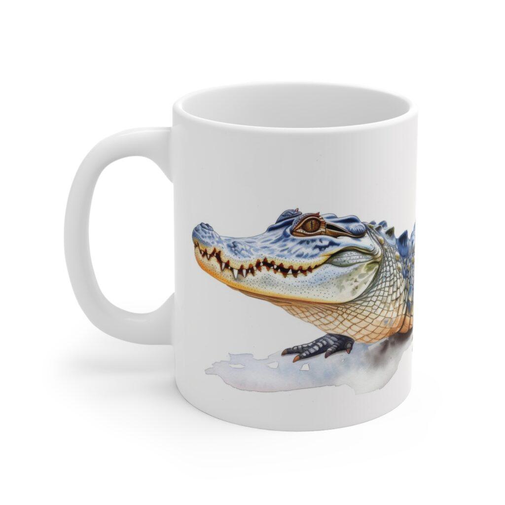 Krokodil Aquarell Tasse - Wildtier Design Becher f&uuml;r Tierliebhaber und Abenteurer