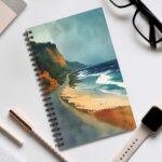 Maritimes Aquarell Notizbuch "Strandweg am Meer" - Blanko, Liniert, Punktraster und Planer