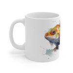 Weiße Keramik Tasse mit Bartagam im Aquarell Stil - Ideales Geschenk für Reptilienfans