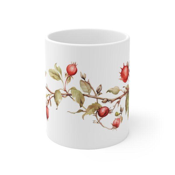 Hagebutten Tasse - Aquarell Wildfrucht Becher für Teeliebhaber - Naturinspirierte Keramiktasse aus hochwertigem Material