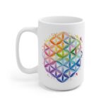 Weiße Keramiktasse mit Aquarell Lebensblume - Ideales Geschenk für Spirituelle und Achtsame